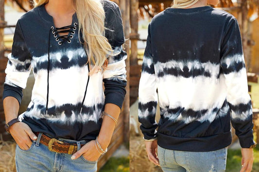 Different Ways to Style a Neck Lace up Sweat Shirt