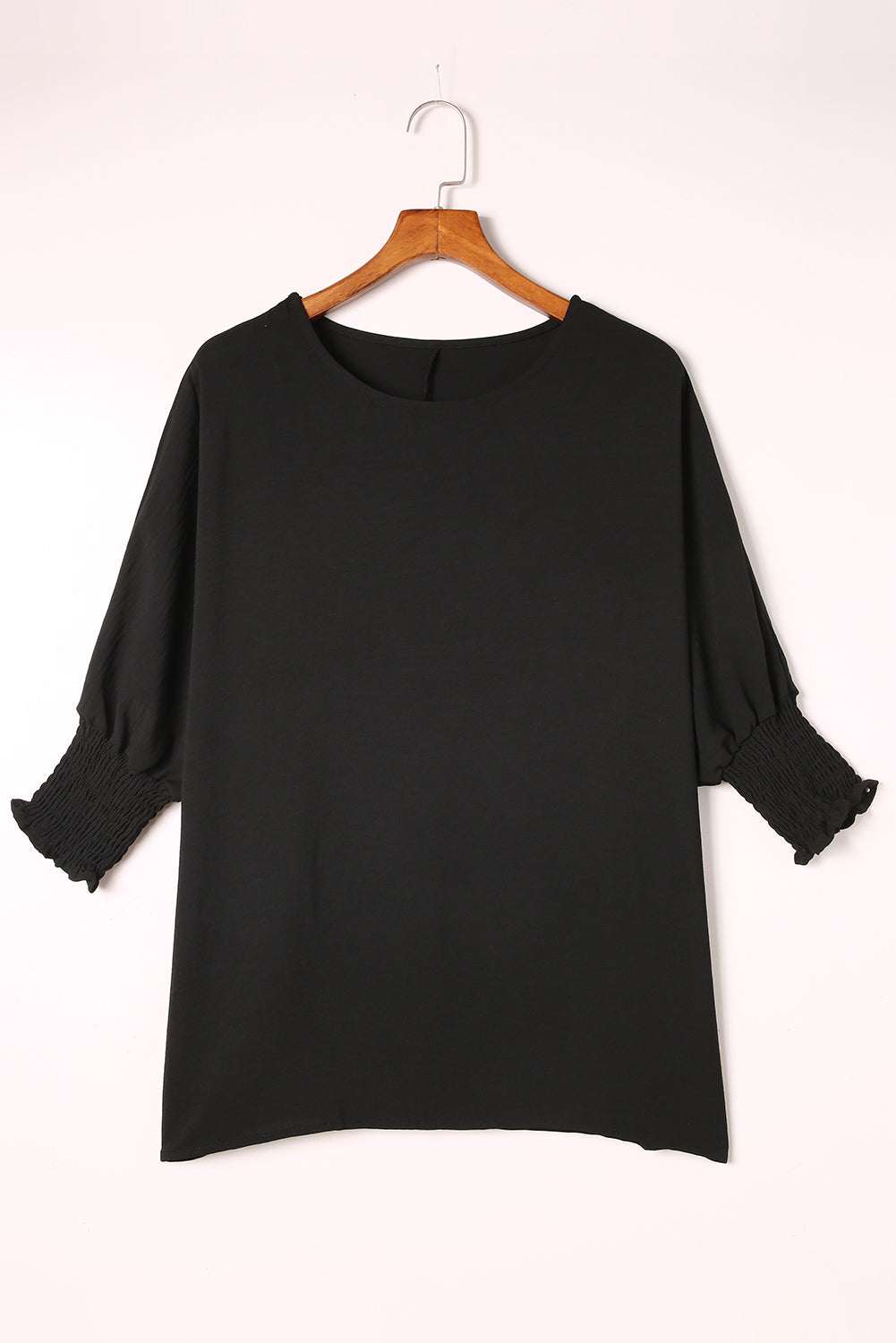 Black Smocked Wrist Shift Top Online