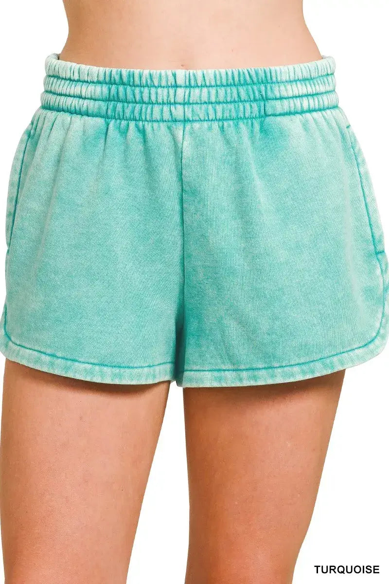 Turquoise dolphin shorts from Erina's Boutique with elastic waistband and relaxed fit