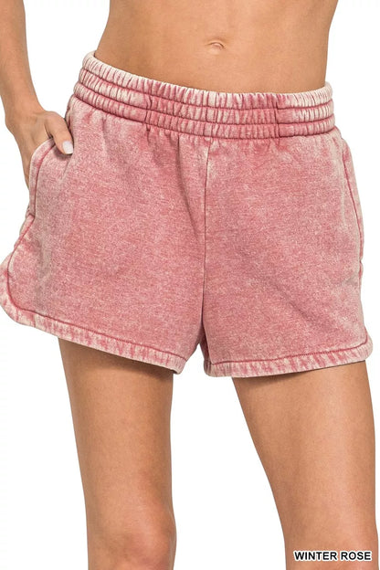Erina's Boutique winter rose dolphin shorts with elastic waistband and side pockets