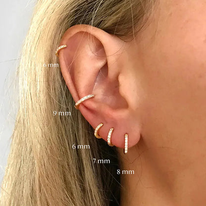Minimal Hoop Earrings Crystal Zirconia