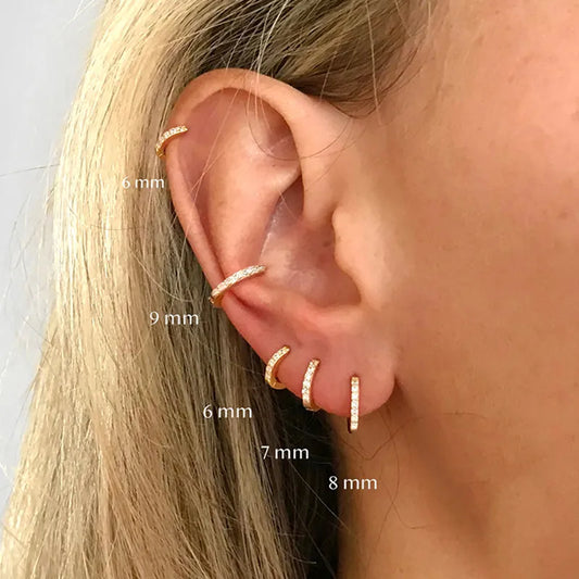 Minimal Hoop Earrings Crystal Zirconia