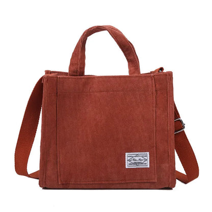 Women Corduroy Zipper Shoulder Bag