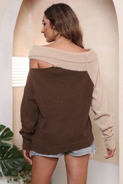 Two-Tone Cutout Sweater