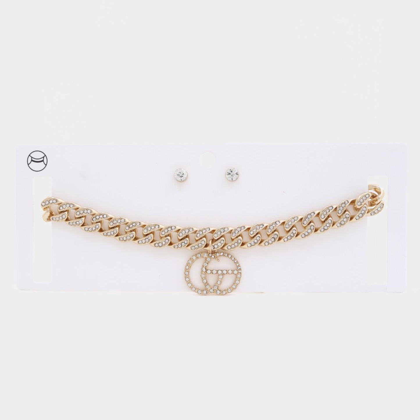 Çift Daire Rhinestone Charm Kaldırım Bağlantı Gerdanlık Kolye