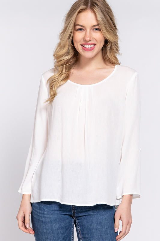 3/4 Sleeve White Blouse